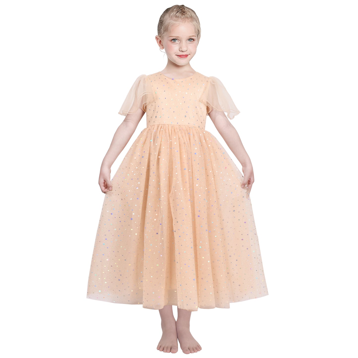 Flower Girls Dress Lace Hem Wedding First Communion Size 6-14 Years