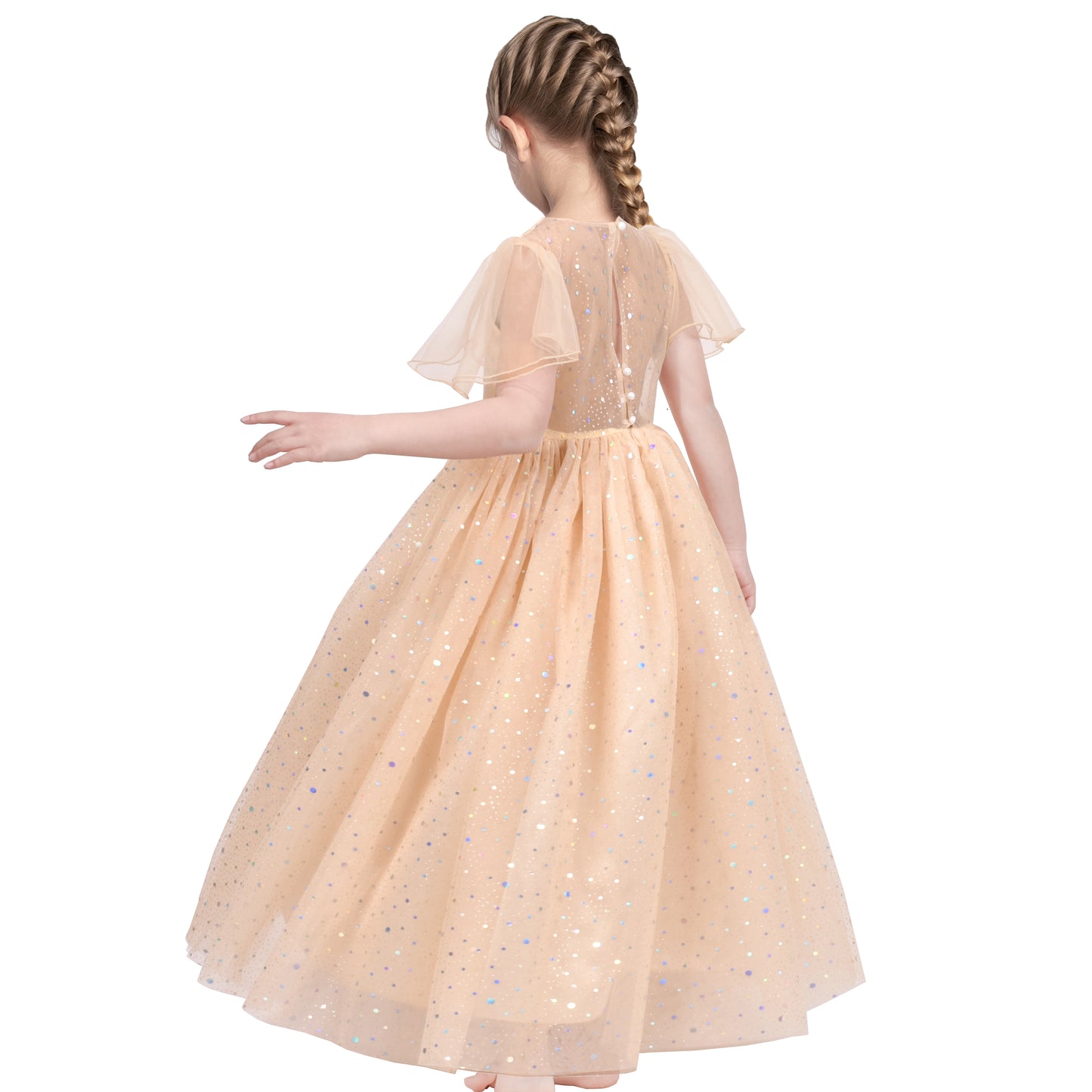 Flower Girls Dress Lace Hem Wedding First Communion Size 6-14 Years