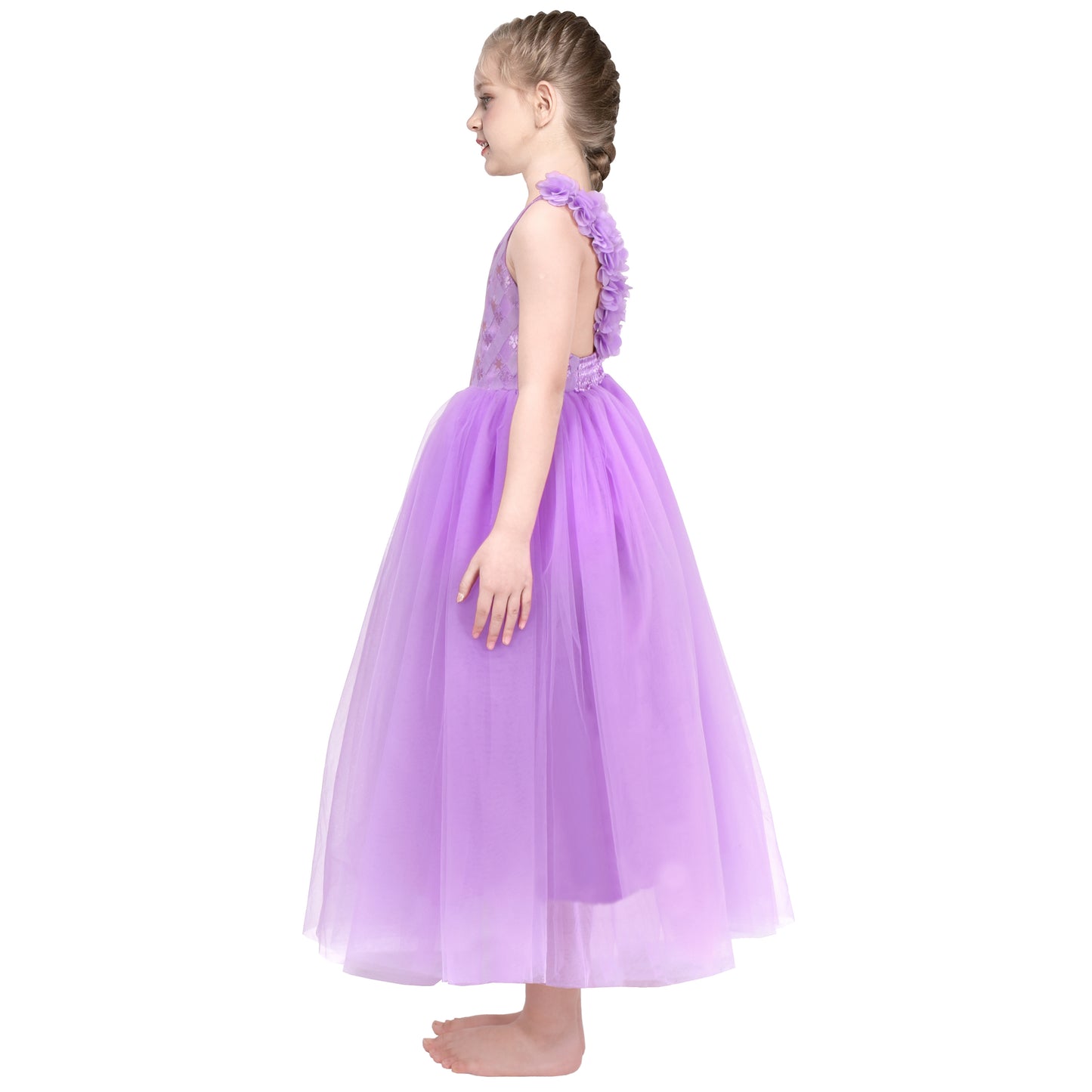 Flower Girls Dress Lace Hem Wedding First Communion Size 6-14 Years