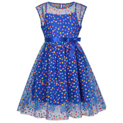 Girls Dress Dot Star Lace Dress Size 6-12 Years
