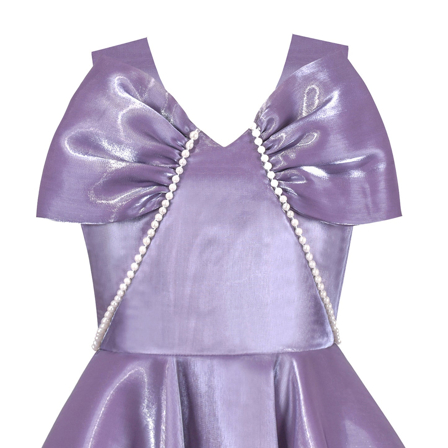 Sunny Fashion Girls White Pearl Ruffle Bow Hi-Lo Party Dress