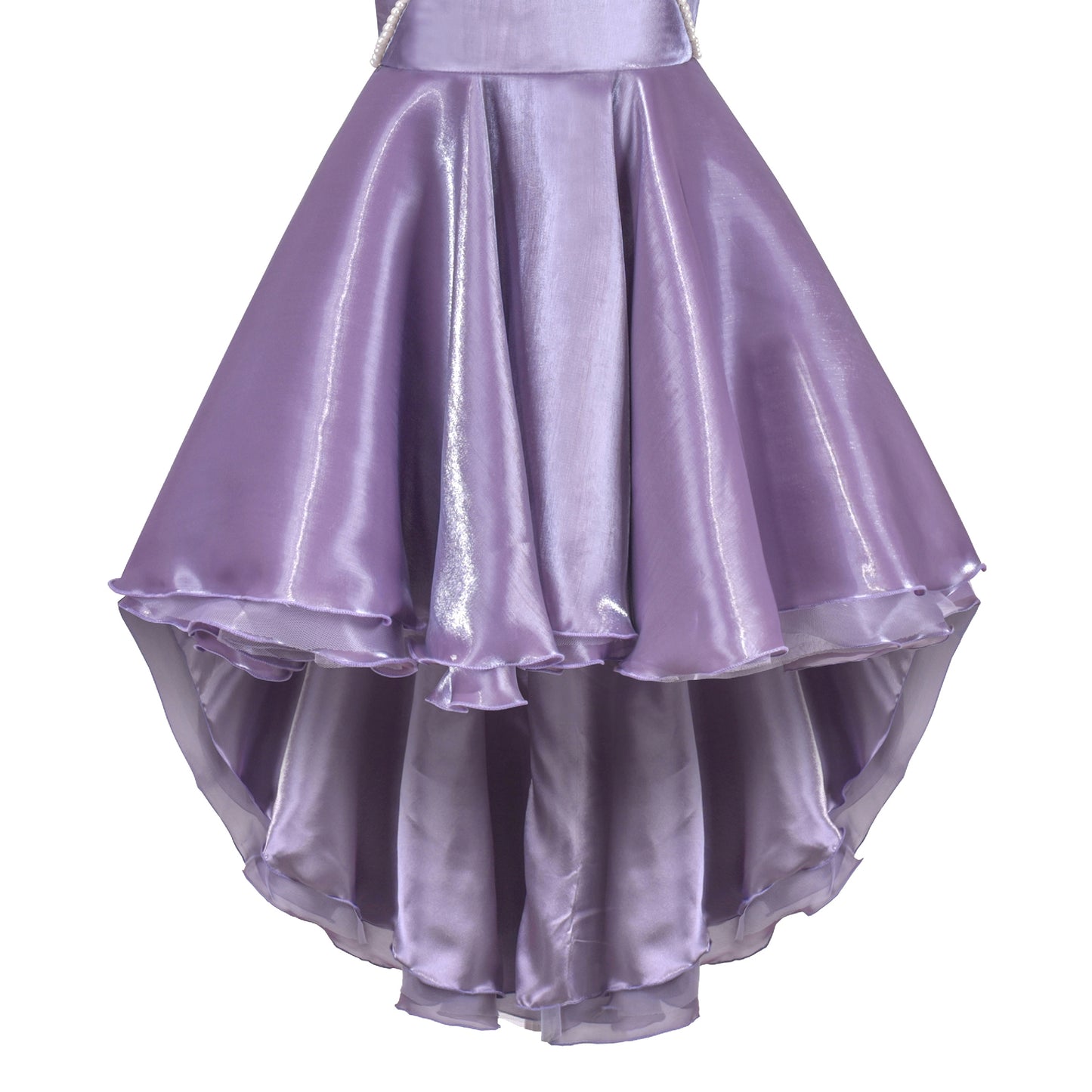 Sunny Fashion Girls White Pearl Ruffle Bow Hi-Lo Party Dress
