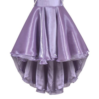 Sunny Fashion Girls White Pearl Ruffle Bow Hi-Lo Party Dress