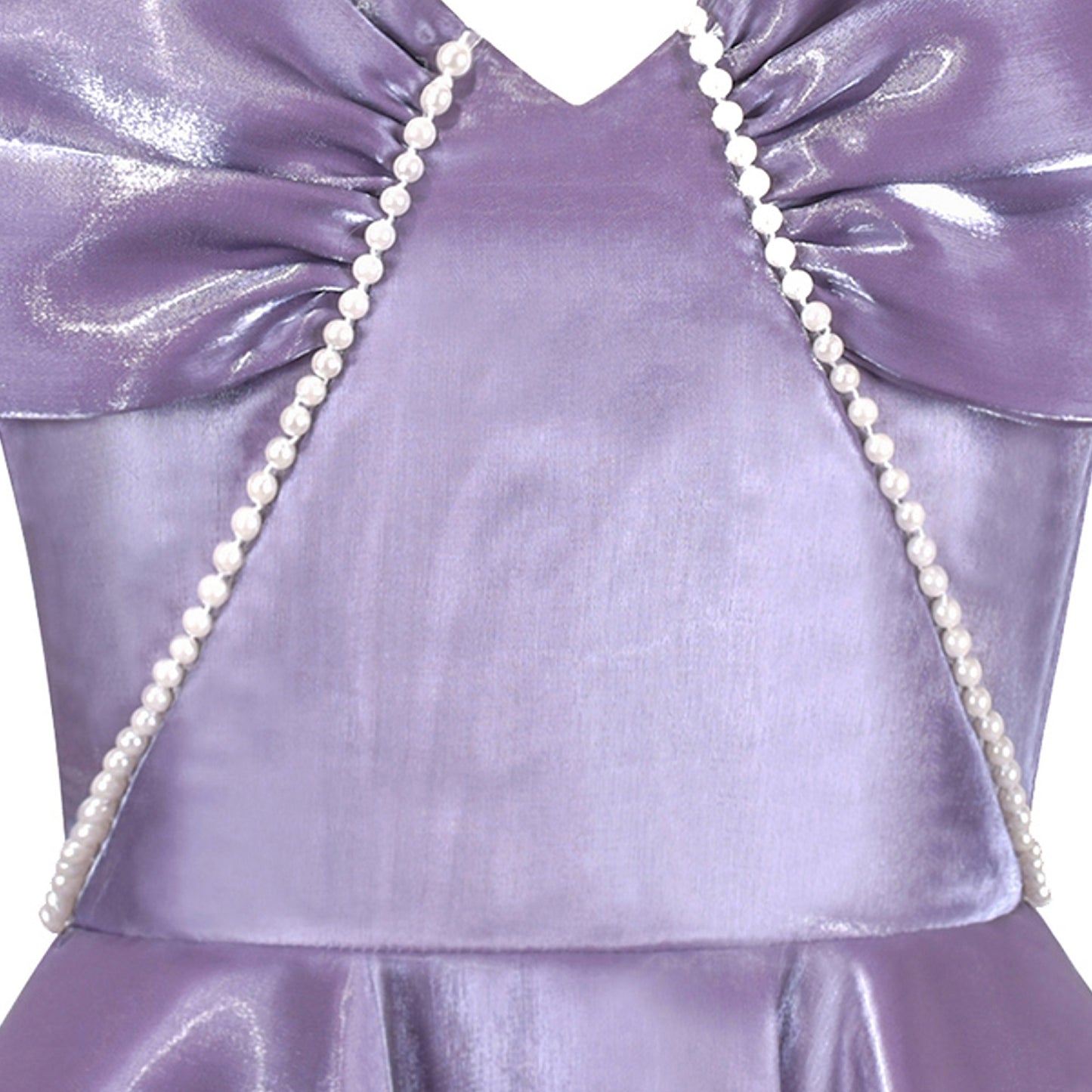 Sunny Fashion Girls White Pearl Ruffle Bow Hi-Lo Party Dress