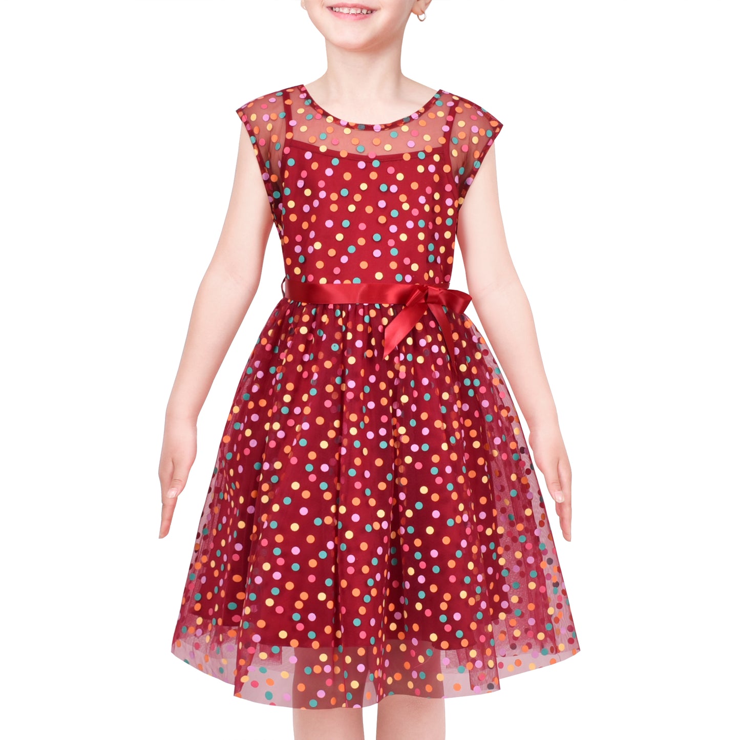Girls Dress Dot Star Lace Dress Size 6-12 Years