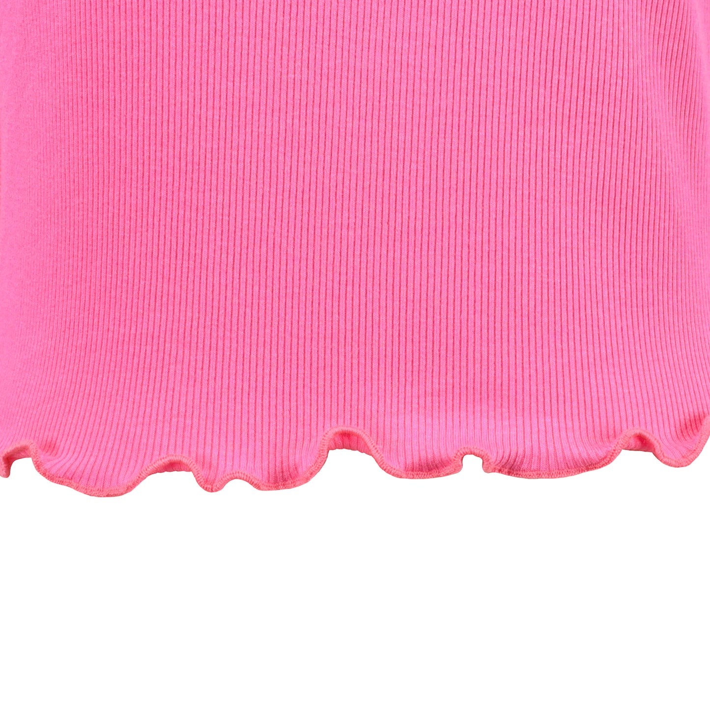 Girls T-shirt Crop Top Lettuce Trim Ribbed Knit Button Casual Size 4-10 Years