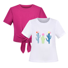 2 Packs Girls Top Tee Shirt Long Sleeve School Uniform Size 2-12 Years