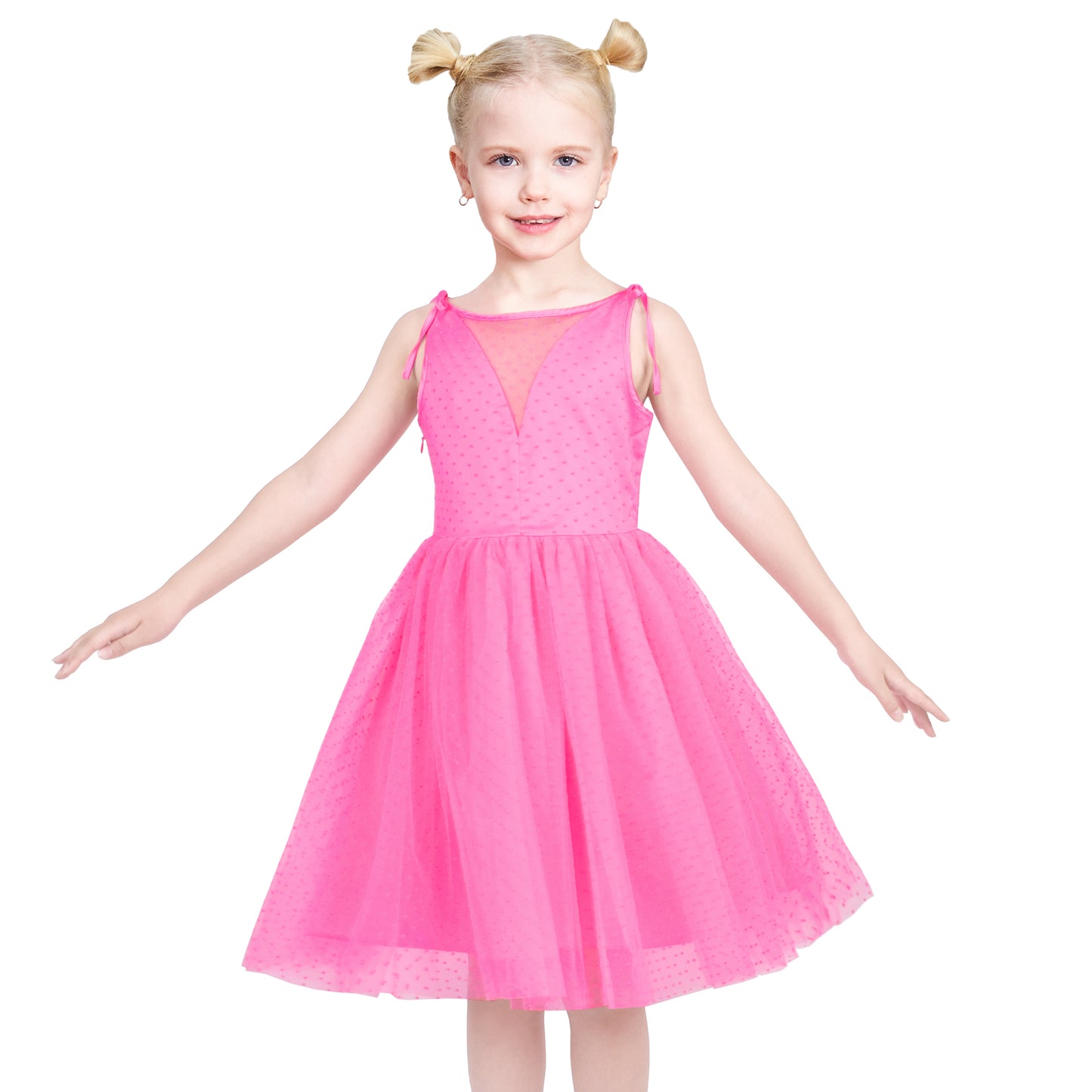 Girls Dress Multicolor Rainbow Bow Tie Butterfly Tulle Party Princess Size 4-14 Years