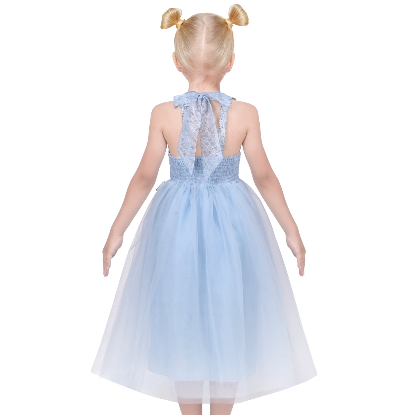 Girls Dress Flower Sparkling Sequins Belted Tulle Party Size 4-14 Years