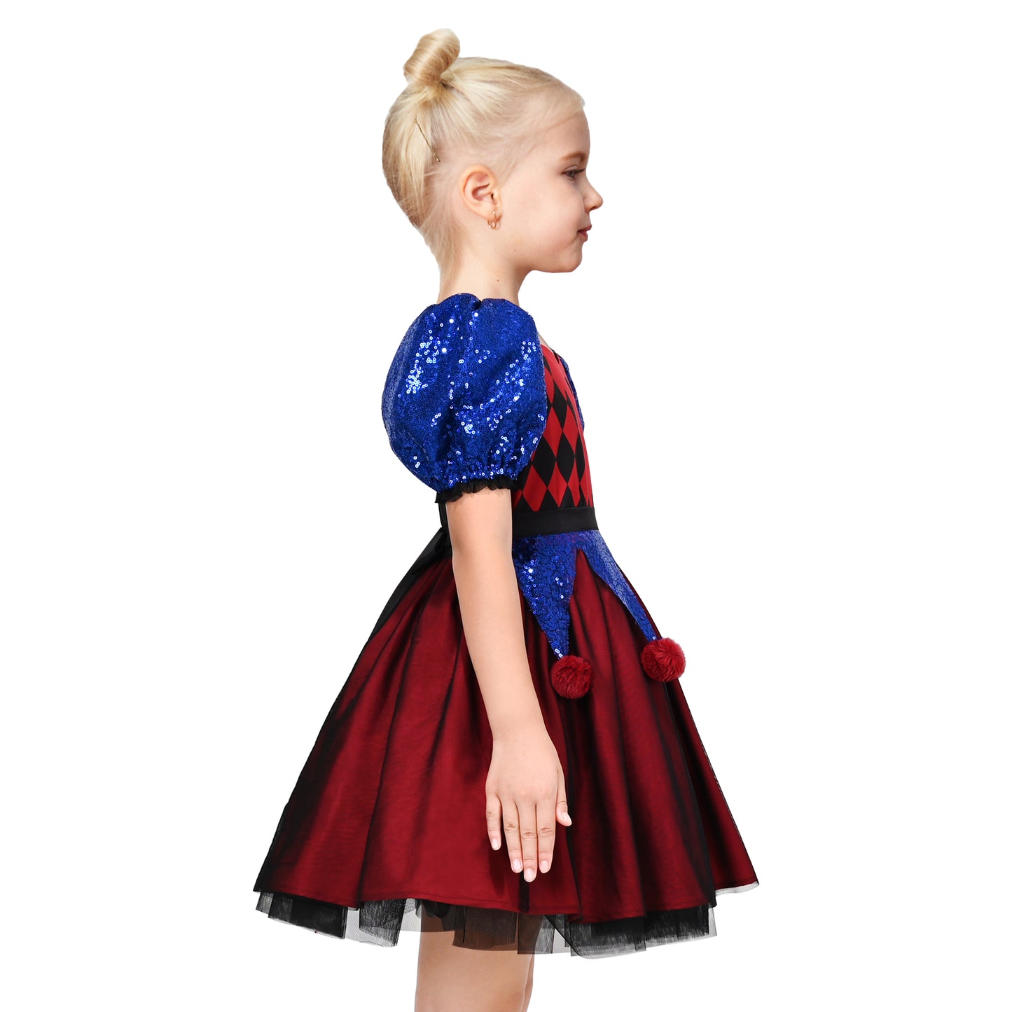 Girls Dress Clown Costume Halloween Carnival Of Cultures Rose Monday Size 4-10 Years