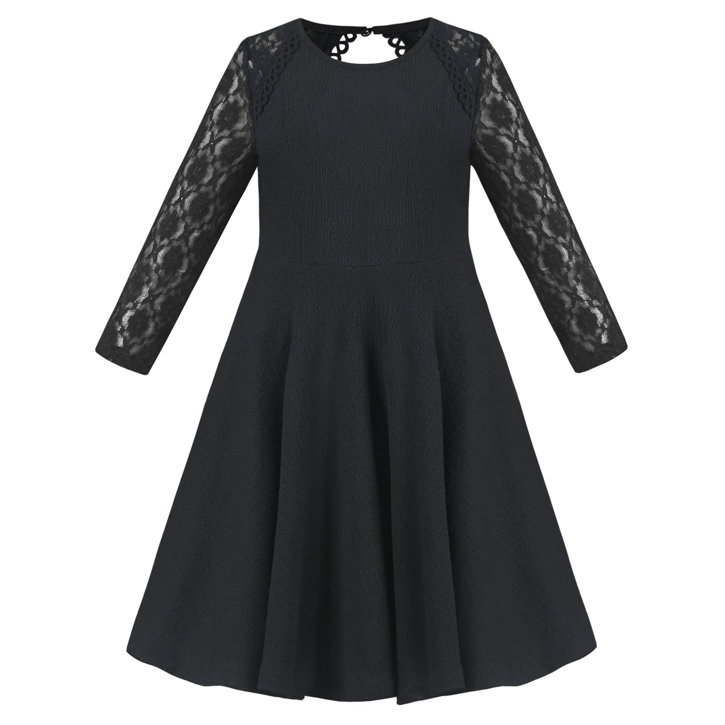 Girls Dress Flower Lace Collar Skirt Dress Size 4-14 Years