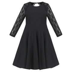 Girls Dress Flower Lace Collar Skirt Dress Size 4-14 Years