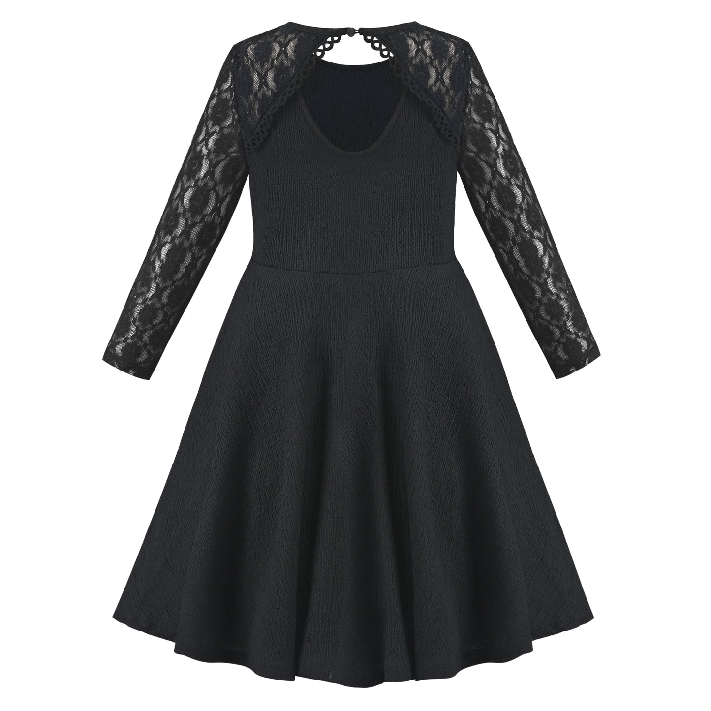 Girls Dress Flower Lace Collar Skirt Dress Size 4-14 Years