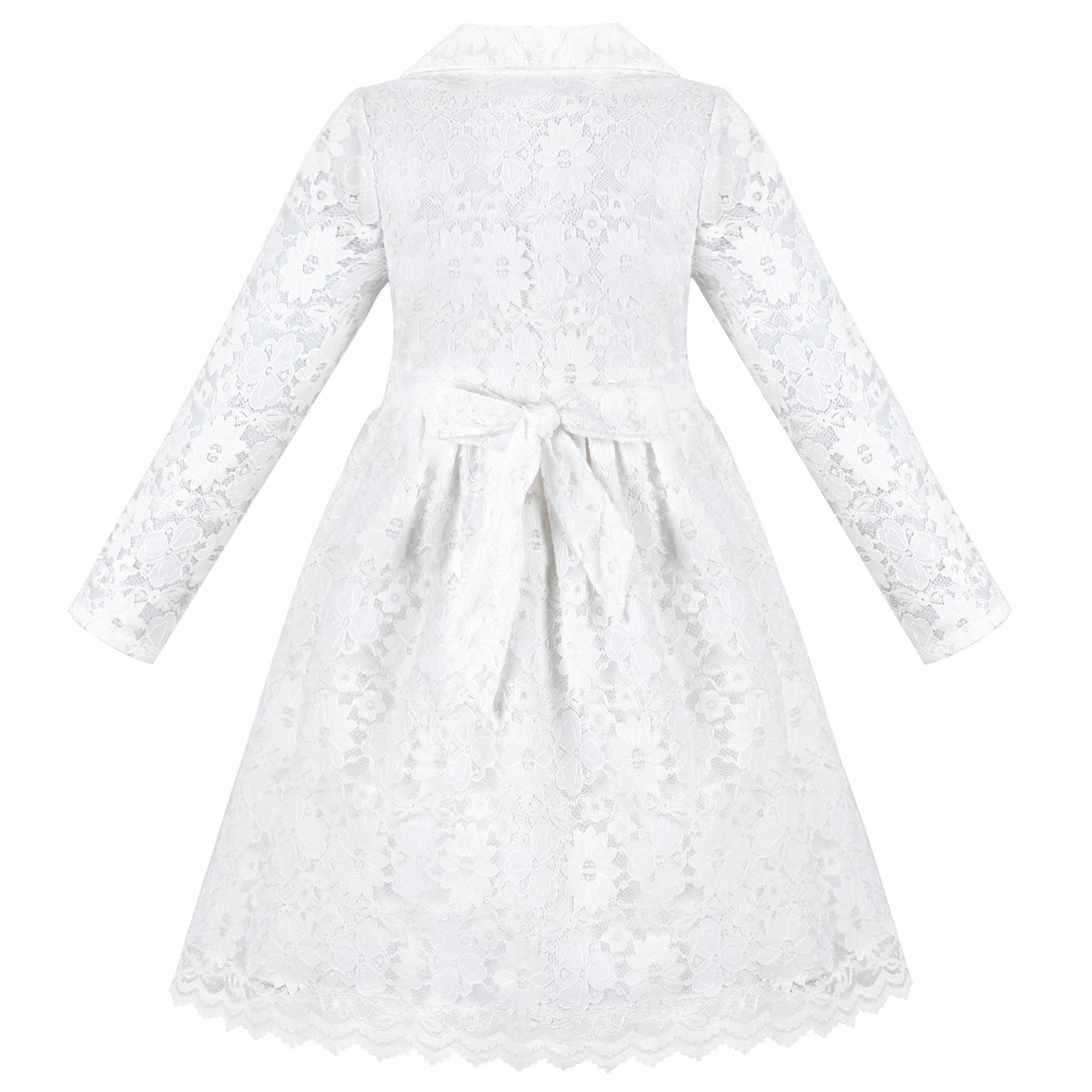 Girls Dress Flower Lace Collar Skirt Dress Size 4-14 Years