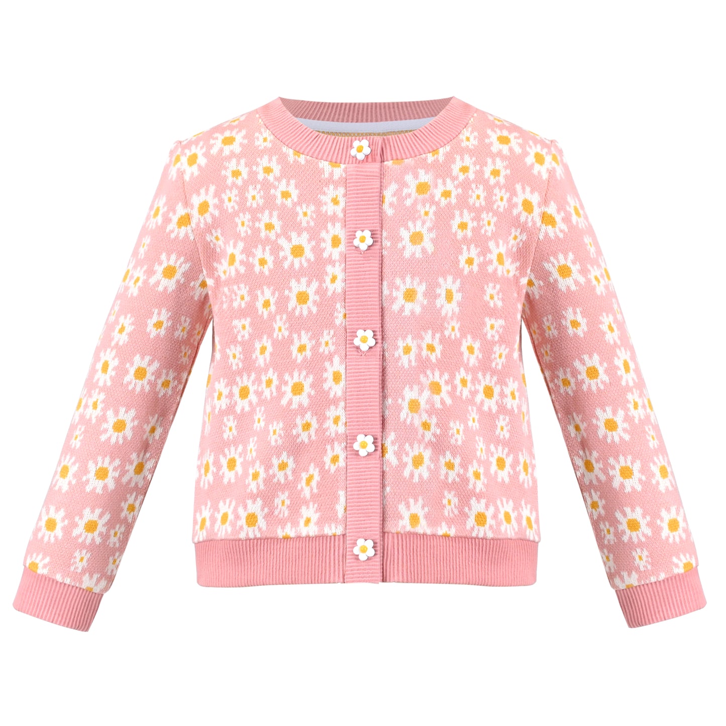 Girls Dress Plaid Flower Button Knit Long Sleeve Warm Winter Casual Size 2-10 Years