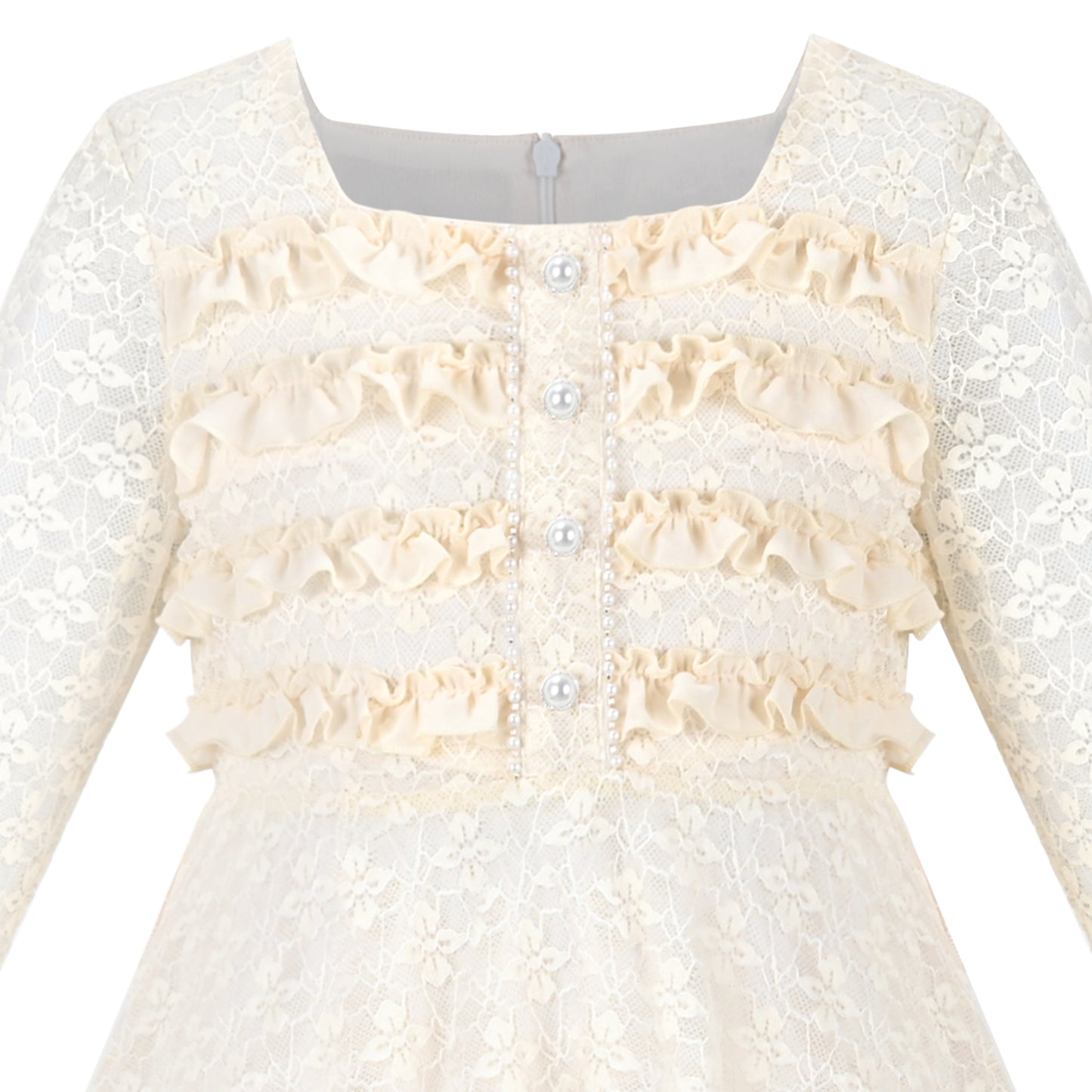 Girls Dress Flower Lace Collar Skirt Dress Size 4-14 Years
