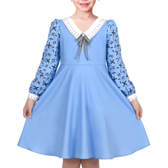 Girls Dress Flower Long Sleeve Cotton Causal Dress Size 3-12 Years