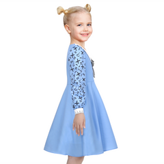 Girls Dress Flower Long Sleeve Cotton Causal Dress Size 3-12 Years