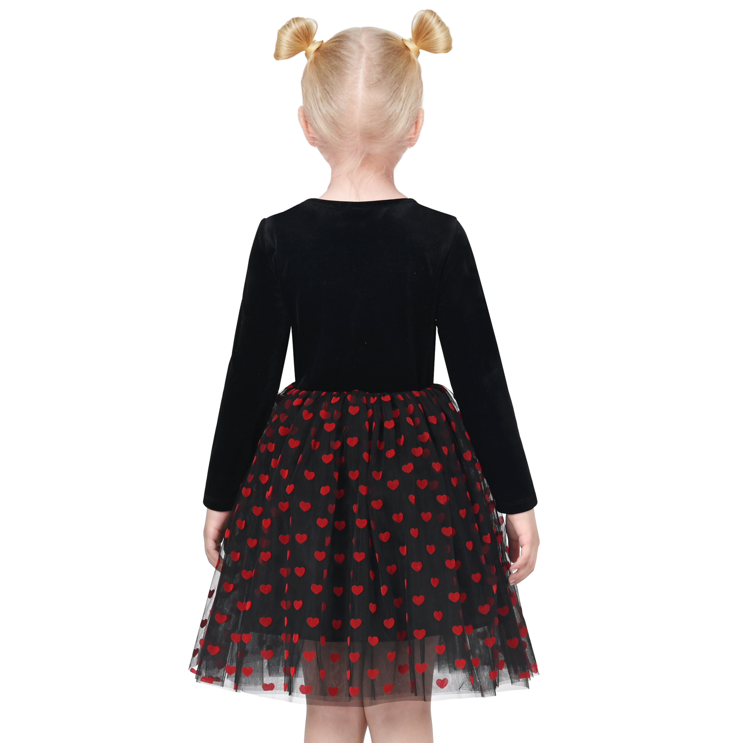 Girls Dress Heart Tulle Party Velvet Holiday Winter Warm Party Size 4-12 Years