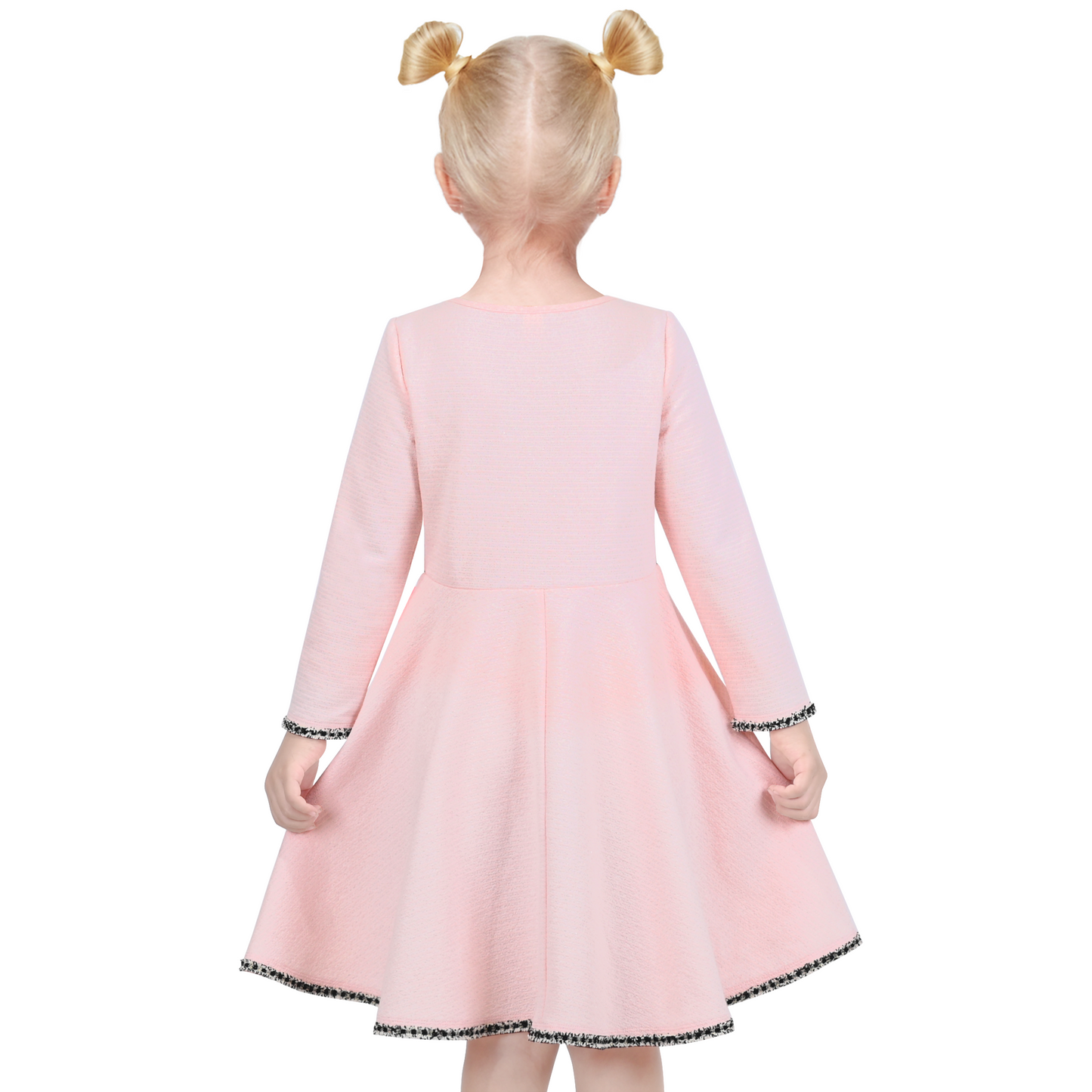 Girls Dress Christmas Stripe Pearl Vintage Party Holiday Long Sleeve Size 6-12 Years