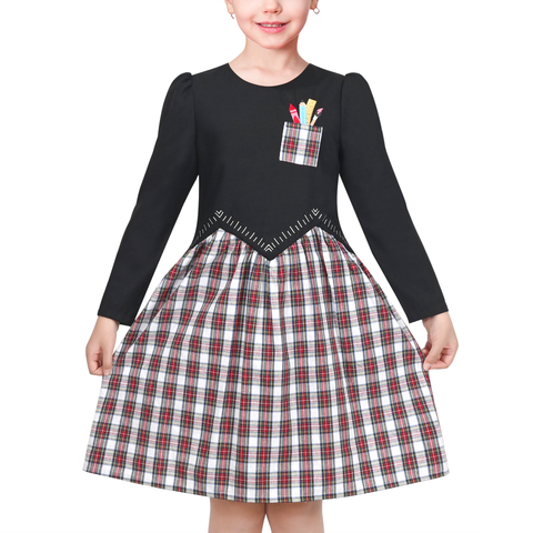 Girls Dress Flower Long Sleeve Cotton Causal Dress Size 3-12 Years