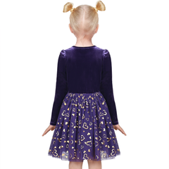 Girls Dress Heart Tulle Party Velvet Holiday Winter Warm Party Size 4-12 Years