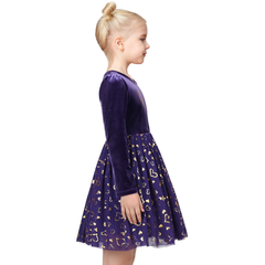 Girls Dress Heart Tulle Party Velvet Holiday Winter Warm Party Size 4-12 Years