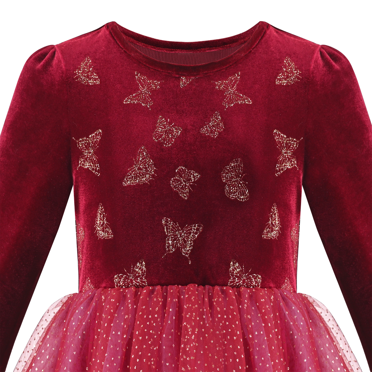 Girls Dress Heart Tulle Party Velvet Holiday Winter Warm Party Size 4-12 Years