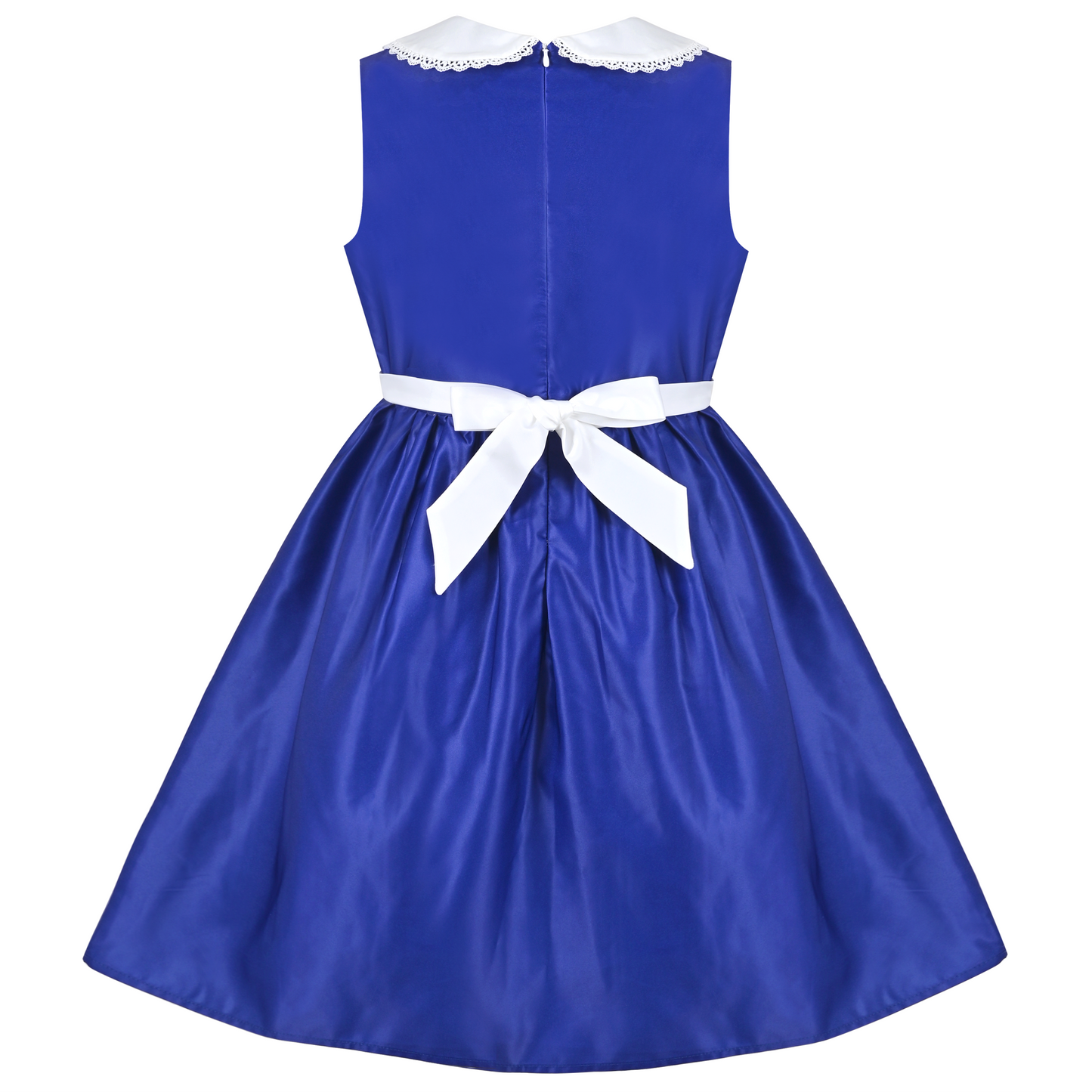 Girls Dress Navy Flower Belt Vintage Party Size 4-14 Years