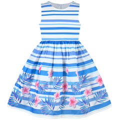 Girls Dress Rose Flower Double Bow Tie Party Size 4-12 Years