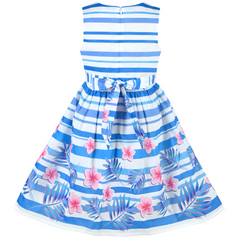 Girls Dress Rose Flower Double Bow Tie Party Size 4-12 Years