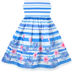 Girls Dress Rose Flower Double Bow Tie Party Size 4-12 Years