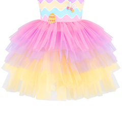 Girls Dress Birthday Princess Ruffle Dress Cake Balloon Print Size 1-10 Years