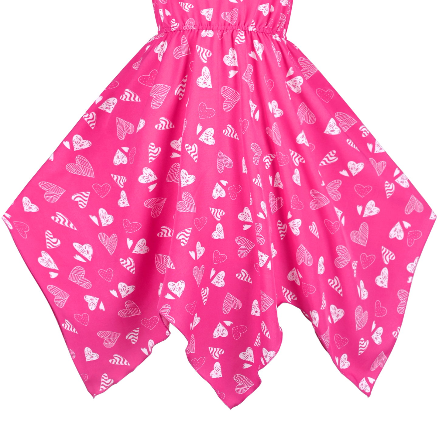 Girls Dress Flower Print Hanky Hem With Necklace Size 6-14 Years