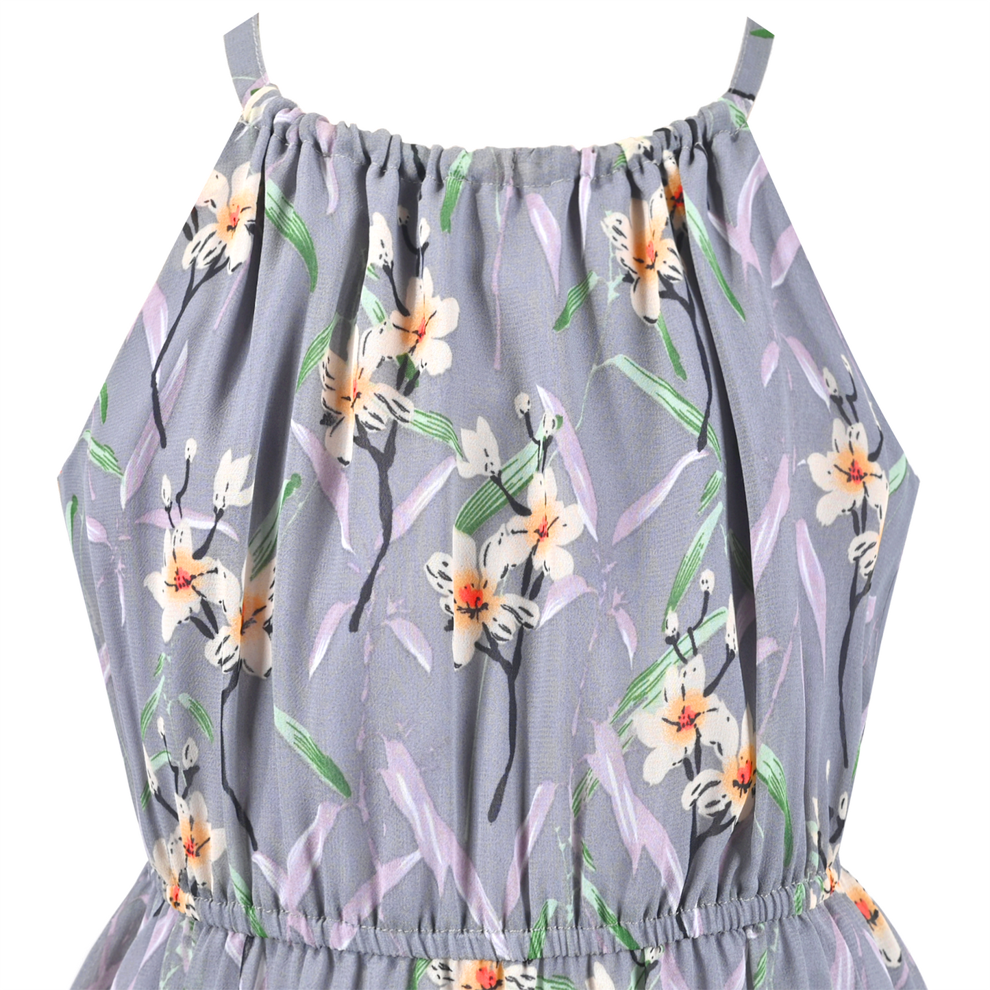 Girls Dress Swiss Dot Hi-lo Skirt Sweet Halter Sleeveless Size 6-14 Years