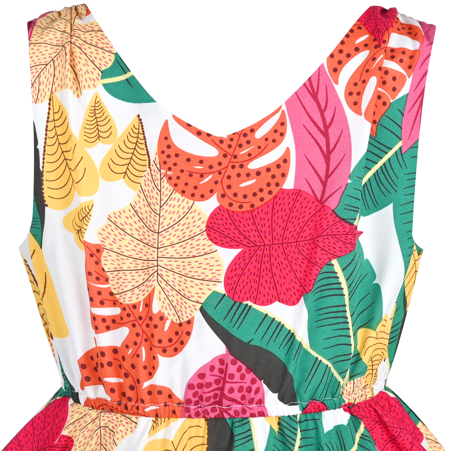 Girls Dress Flower Print Hanky Hem With Necklace Size 6-14 Years