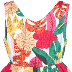 Girls Dress Flower Print Hanky Hem With Necklace Size 6-14 Years