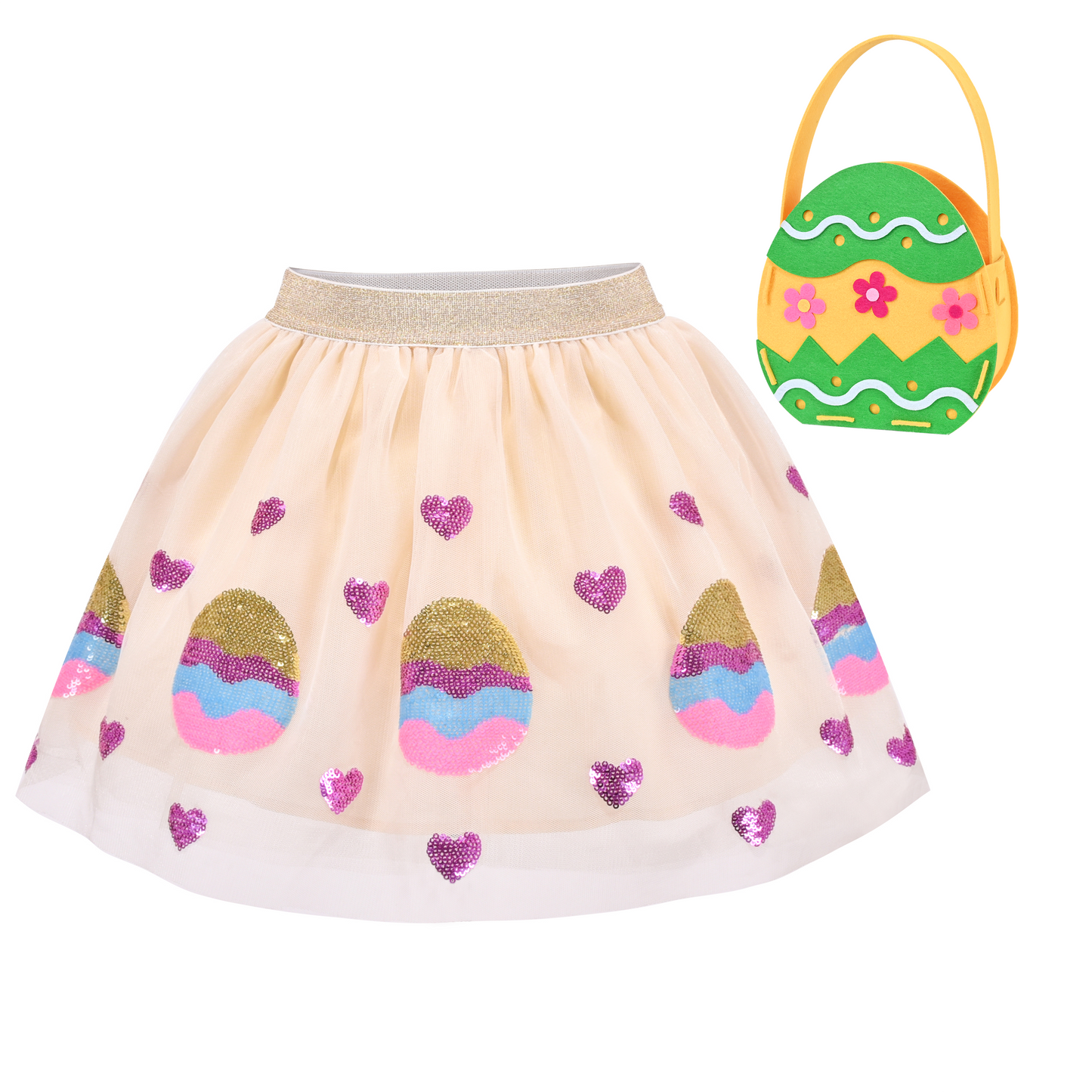Sunny Fashion Girls Sequin Tutu Skirt with Bunny Headband Set