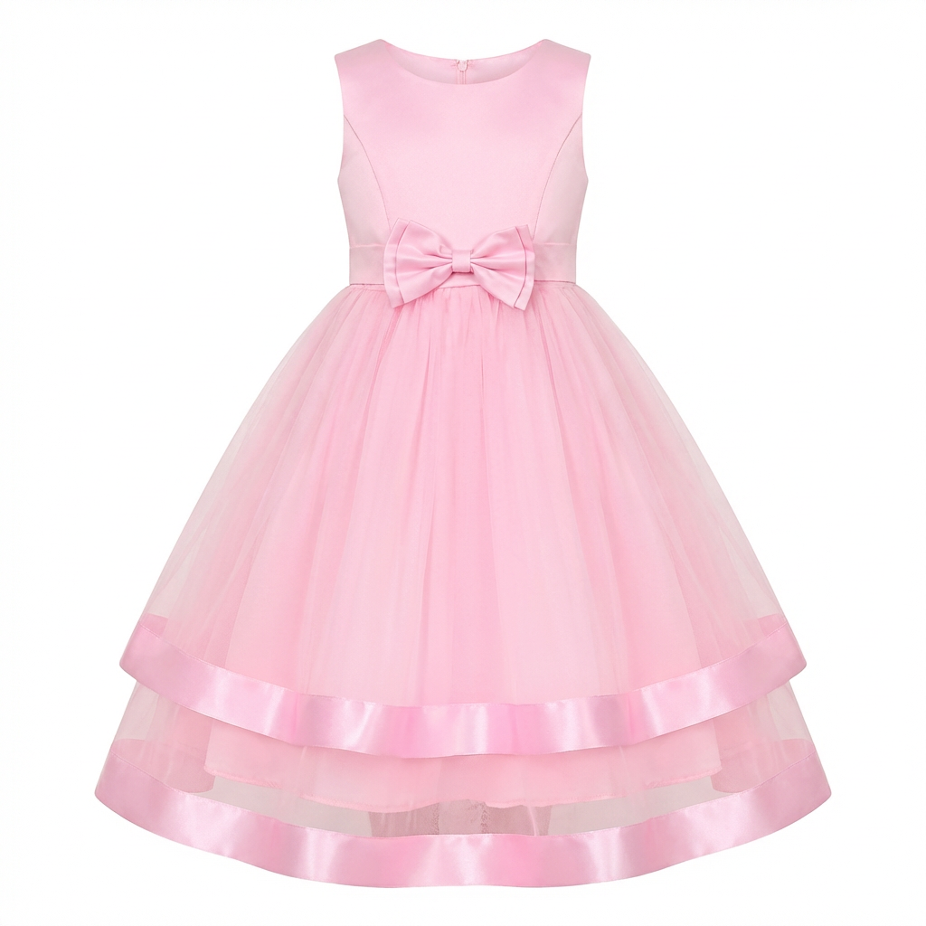 Sunny Fashion Girls Polka Dot Tulle Bow Ruffle Party Dress