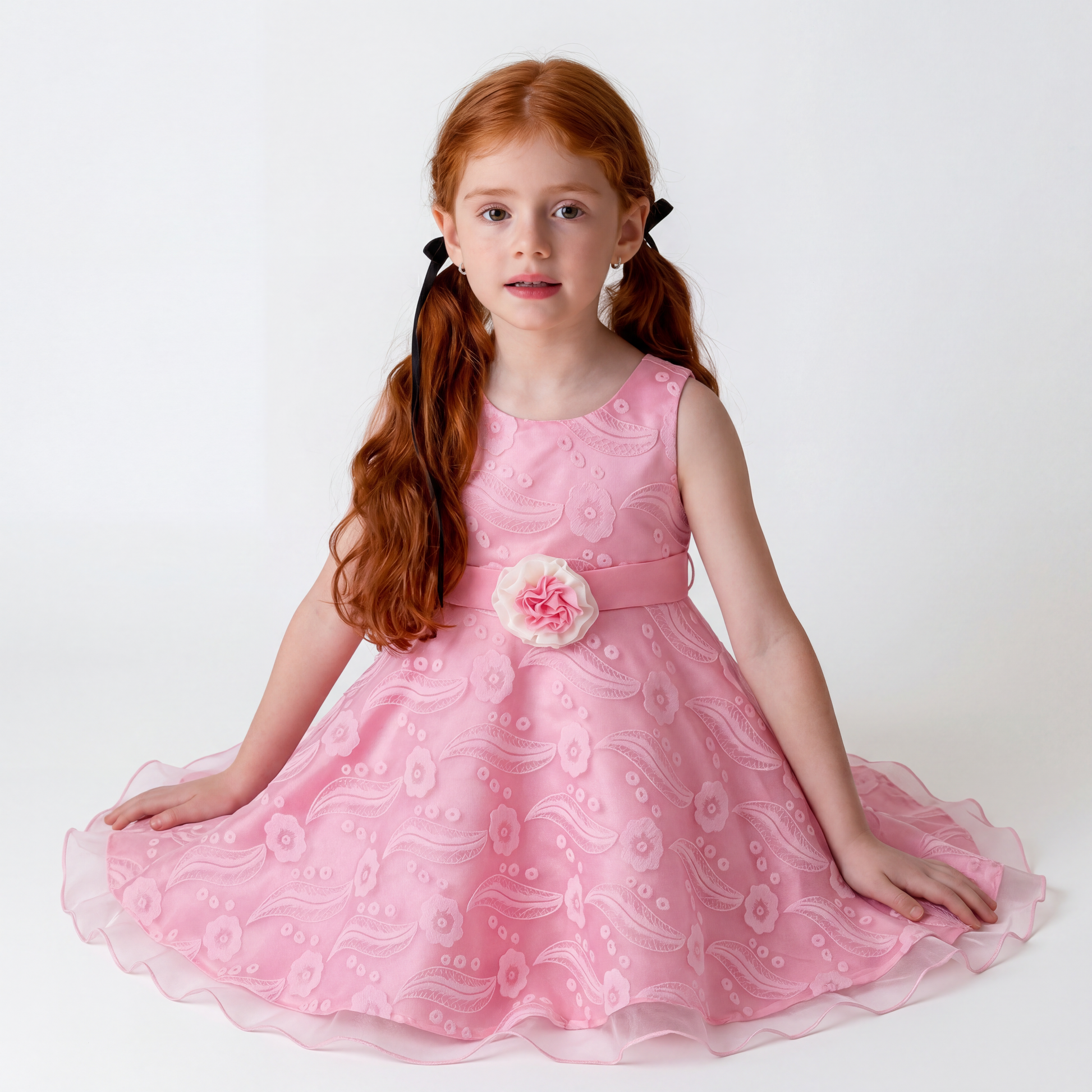 3 Layers Girls Dress Pink Feather Tulle Bridesmaid – Sunny Fashion
