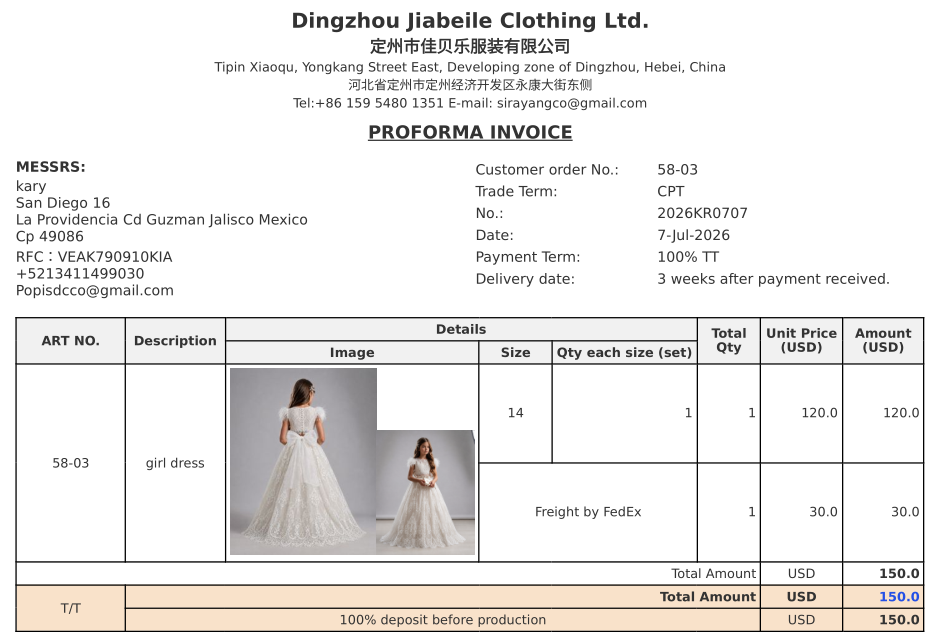 Exclusive Custom Sample Order 58-03 | Client Kary