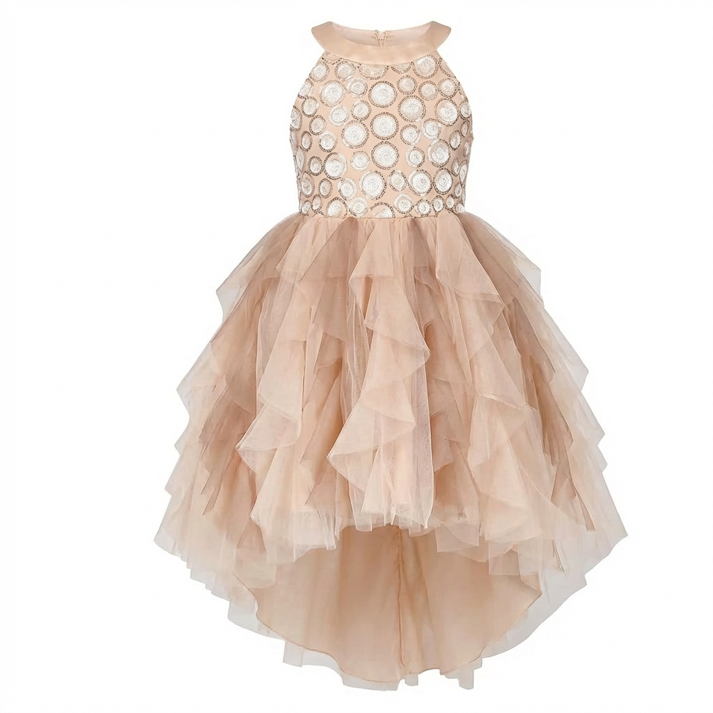 Sunny Fashion Girls Pink Sequin Hi-Lo Party Dress