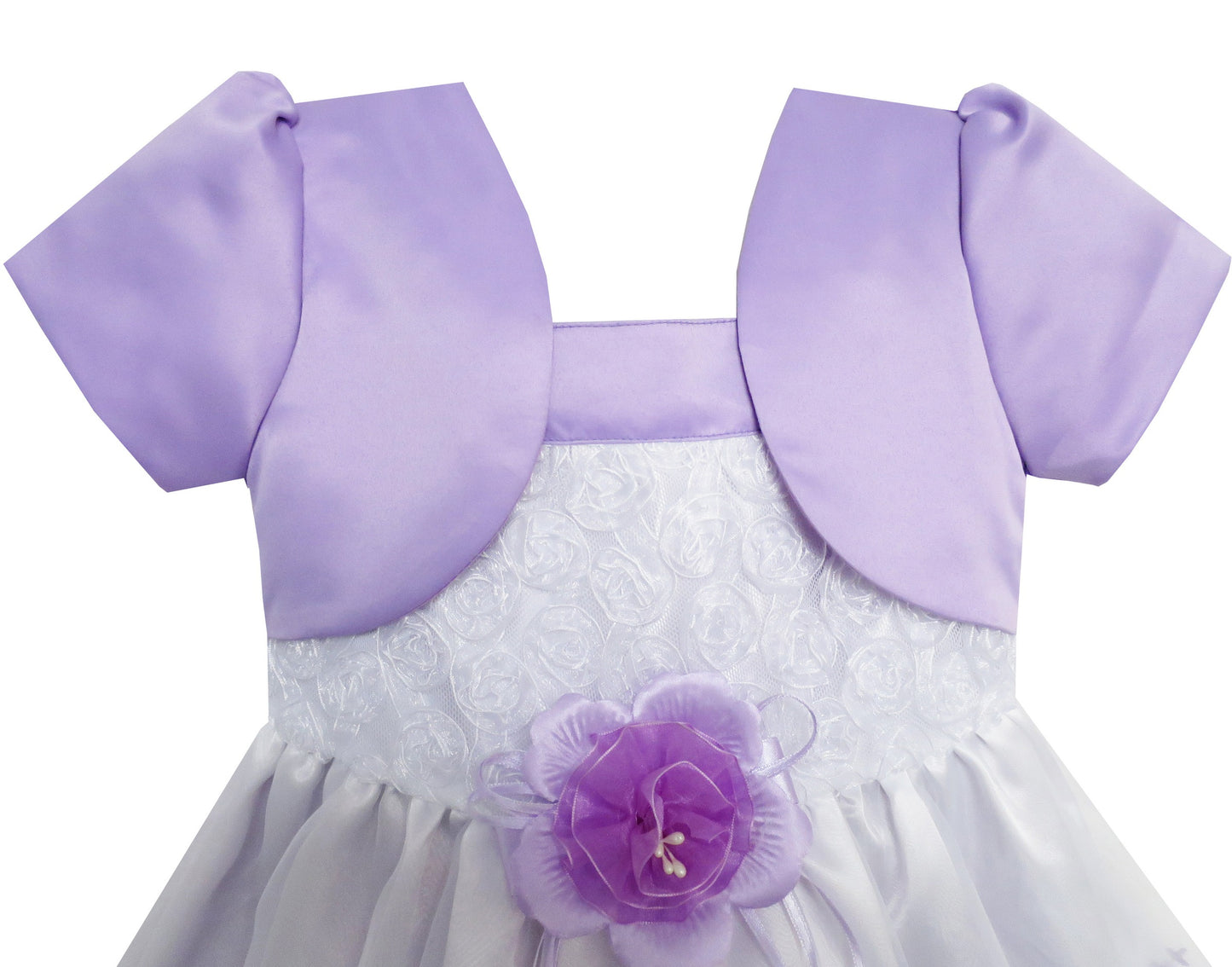 2-in-1 Flower Girls Dress Dimensional Butterfly Pageant Party Purple