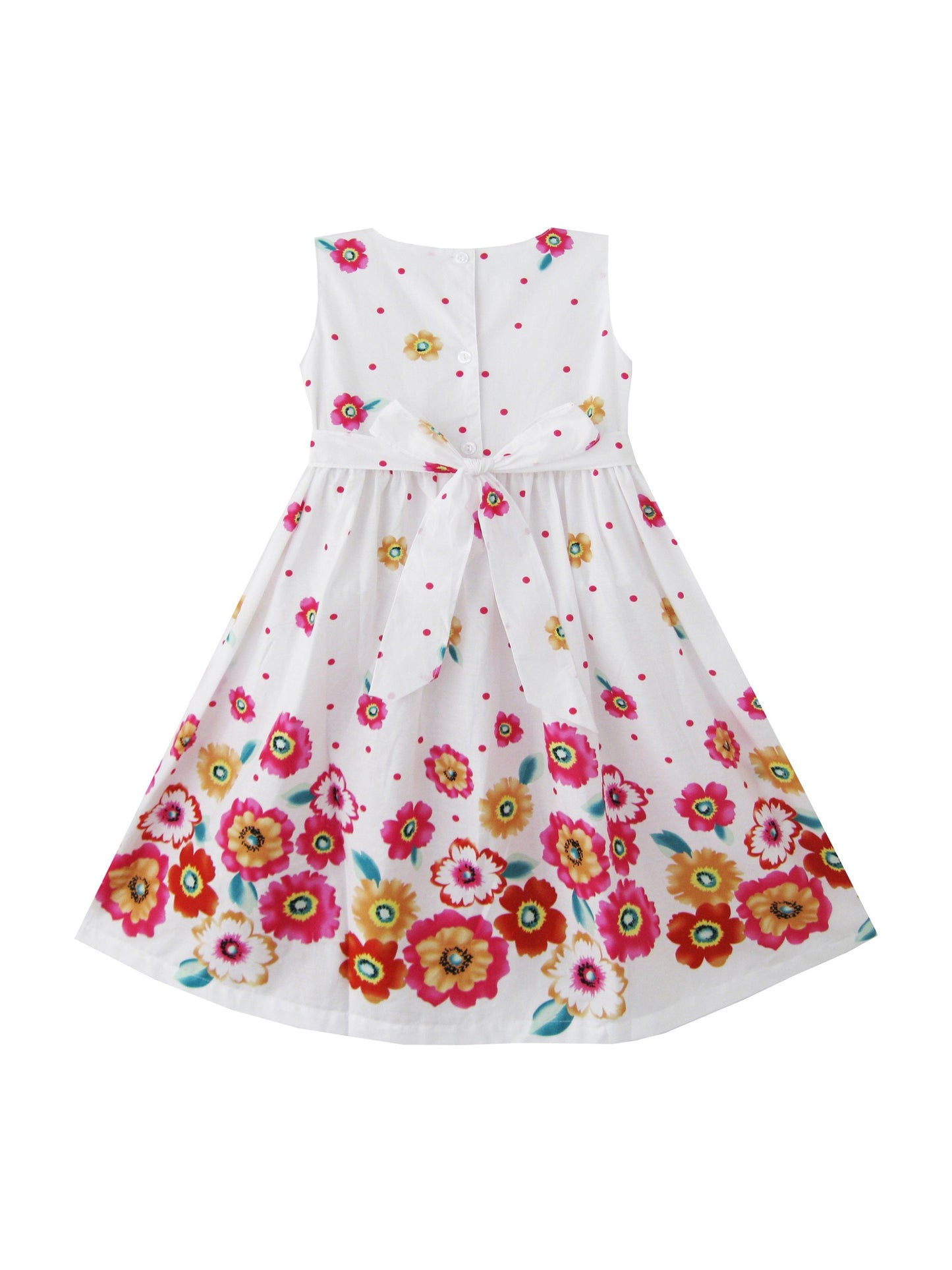 Girls Dress Pink Yellow Sunflower Print Bow Tie Sundress Pink