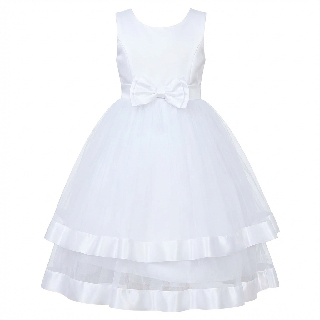 Sunny Fashion Girls Polka Dot Tulle Bow Ruffle Party Dress