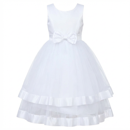 Sunny Fashion Girls Polka Dot Tulle Bow Ruffle Party Dress