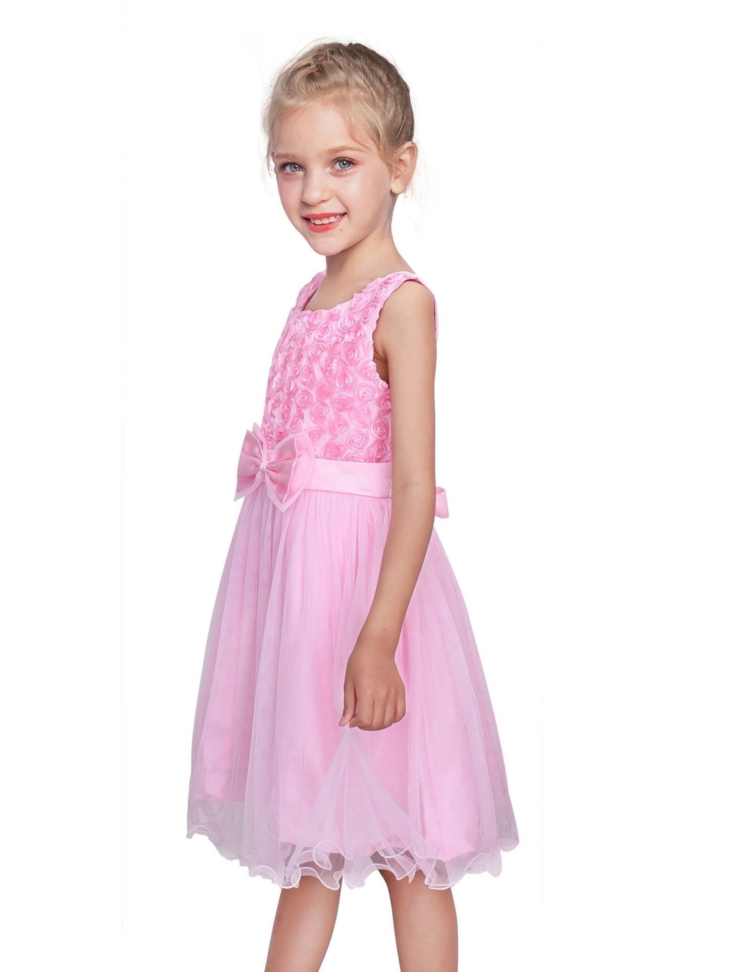 Girls Dress Pink Rose Pageant Tulle Wedding Kids Boutique Pink