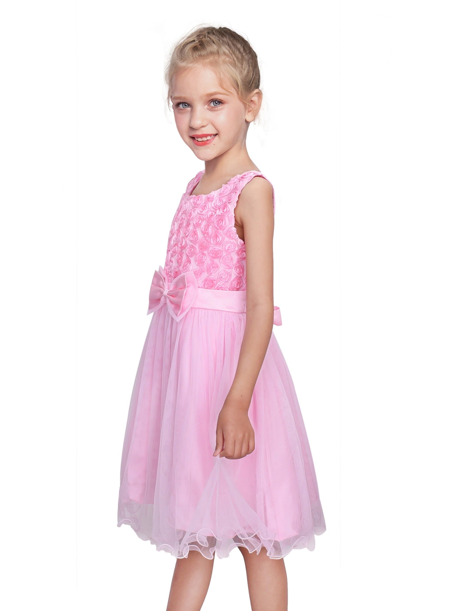 Girls Dress Pink Rose Pageant Tulle Wedding Kids Boutique Pink