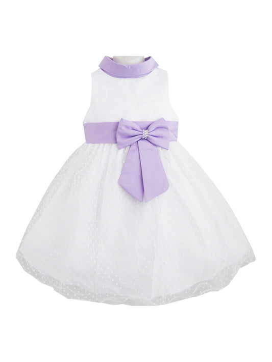 Girls Dress Purple Collar White Wedding Pageant Flower Girl Kids Clothes Purple