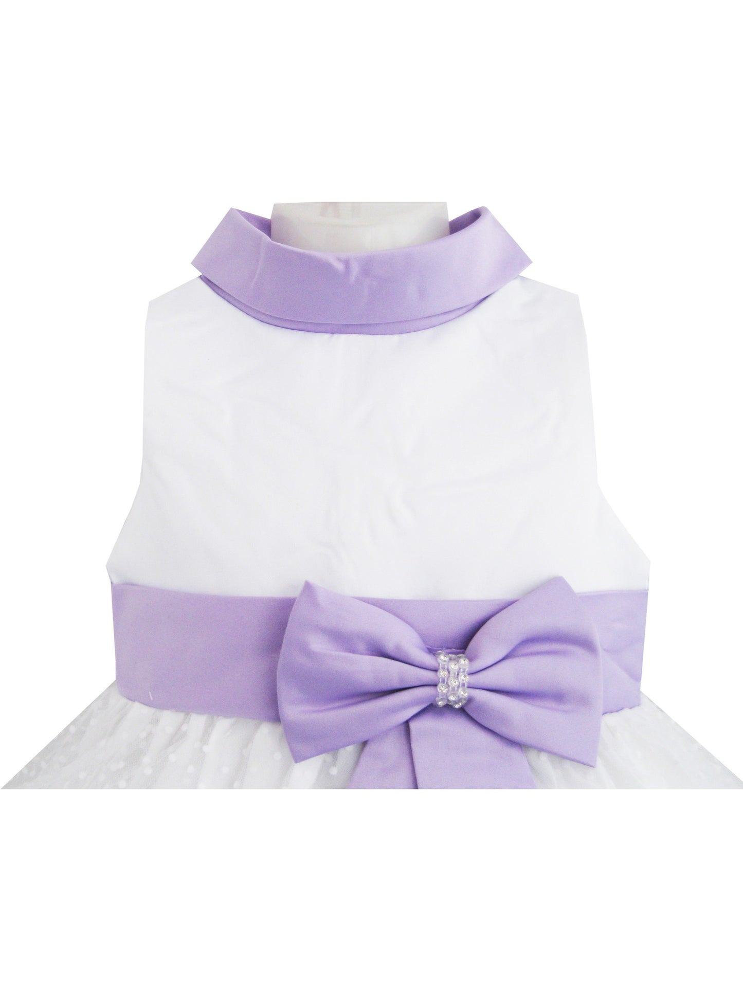 Girls Dress Purple Collar White Wedding Pageant Flower Girl Kids Clothes Purple